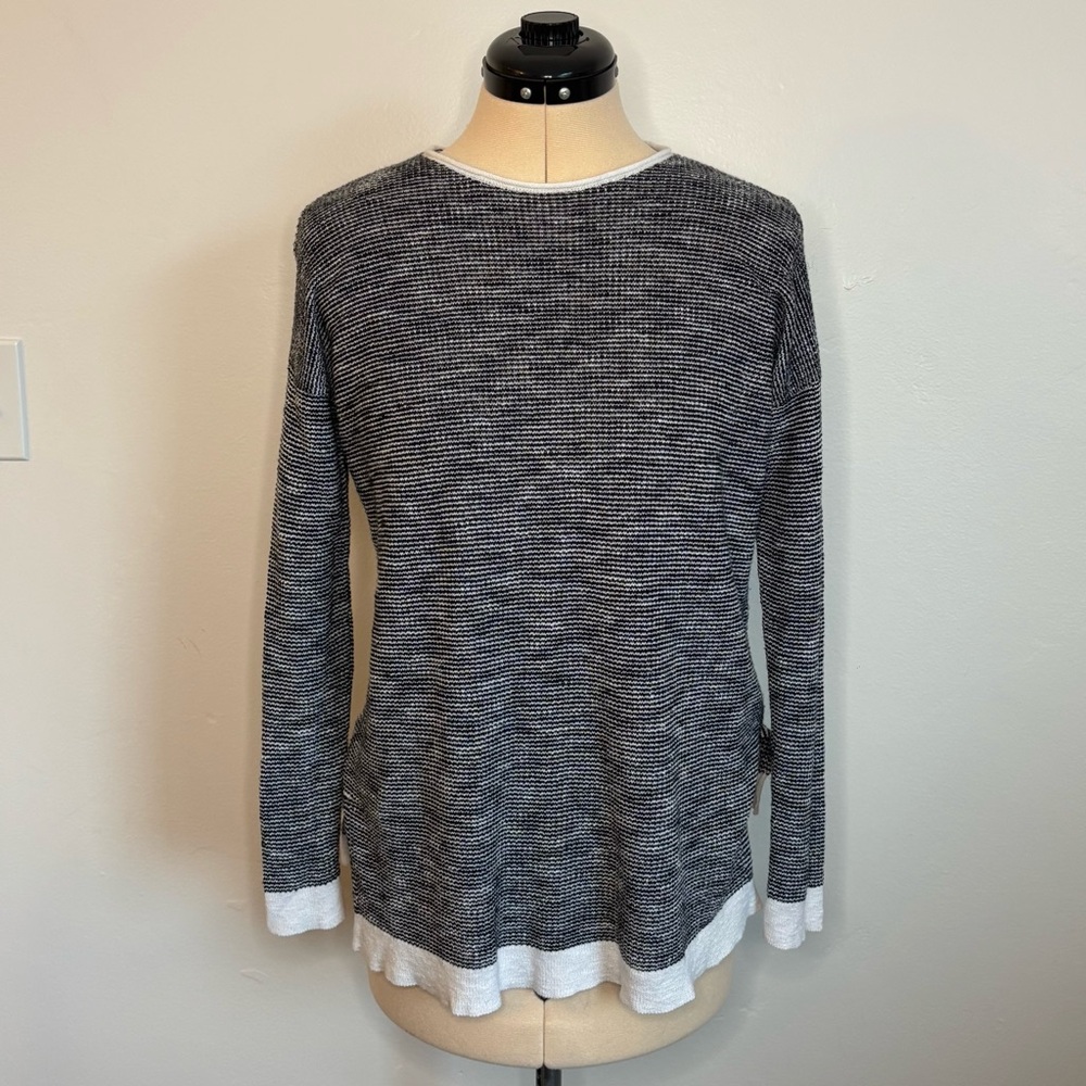 Eileen Fisher Organic Linen and Cotton Long Sleeve Sweater Knit Top, Petite S